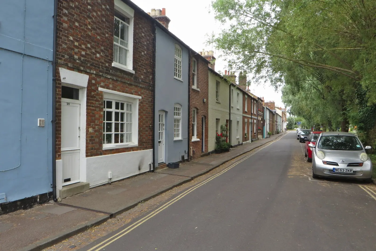 Colourful terraced houses along East Street