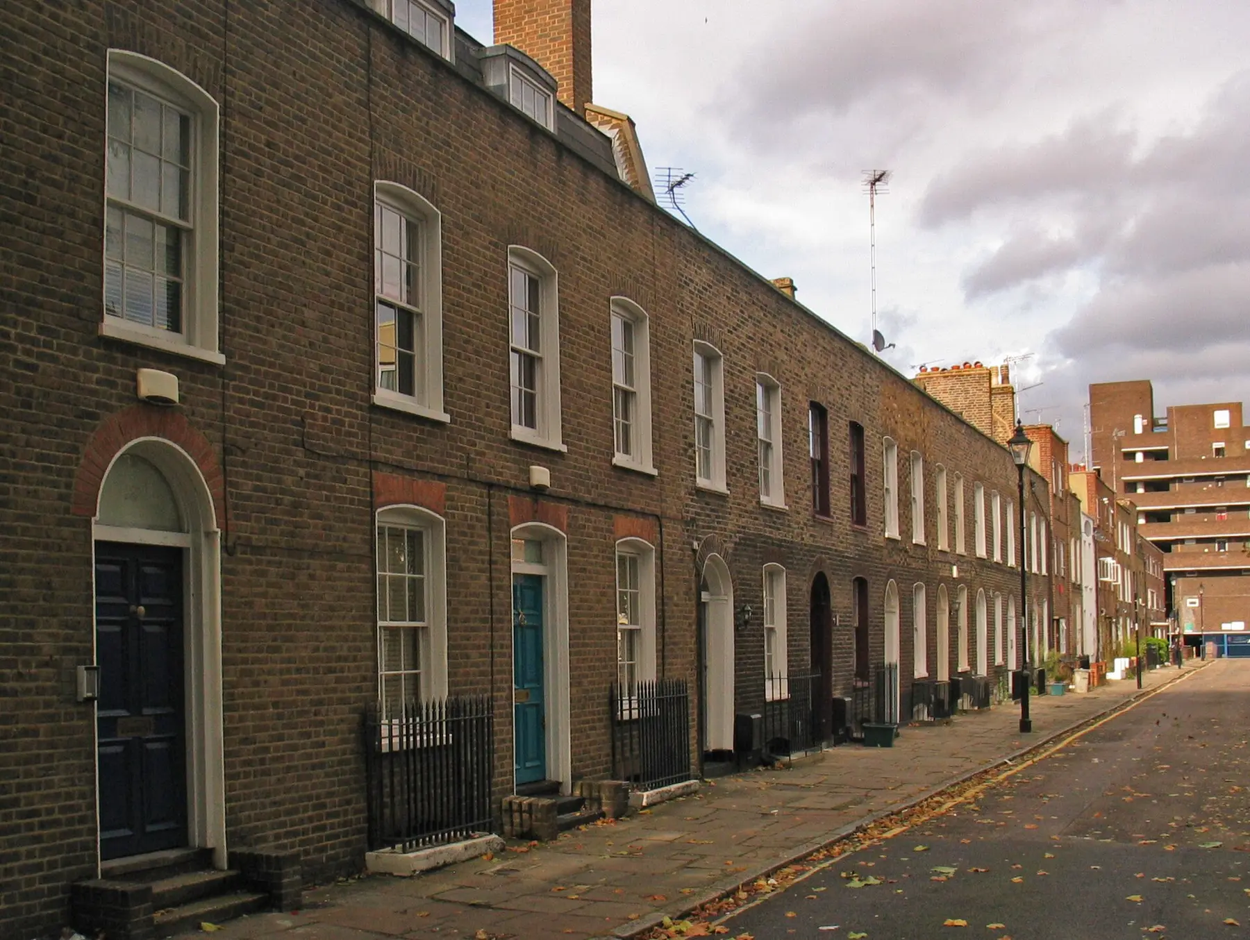 A brick terrace of houses on Wynyatt Street, London